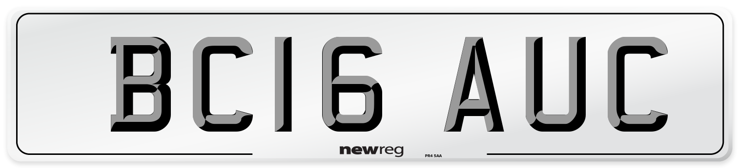 BC16 AUC Number Plate from New Reg